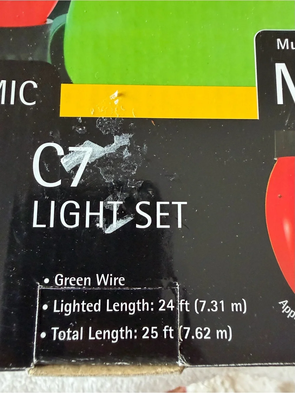 Ceramic C7 25-Light Multi-Color String Lights (Green Wire)